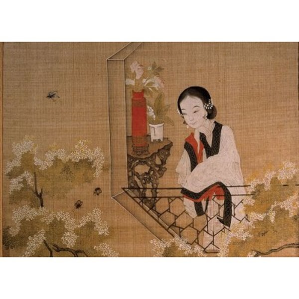 puzzle 1000 pezzi lady mirroring peach blossoms