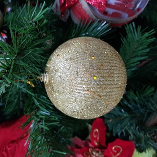 palline oro con glitter - cm.10 - 5 pezzi