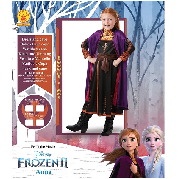 costume frozen ii anna con mantellina 3/4 anni