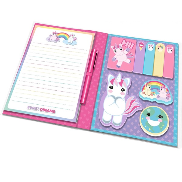 agenda unicorno con post-it e panna 