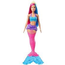 barbie dreamtopia sirena con capelli fucsia e azzurri