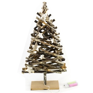 albero di natale legno scuro 20 led 50 cm 