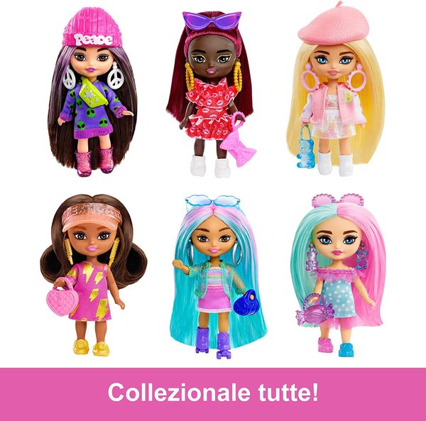 barbie extra mini mins capelli bordeaux