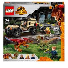 lego jurassic world trasporto del piroraptor e del dilofosauro 