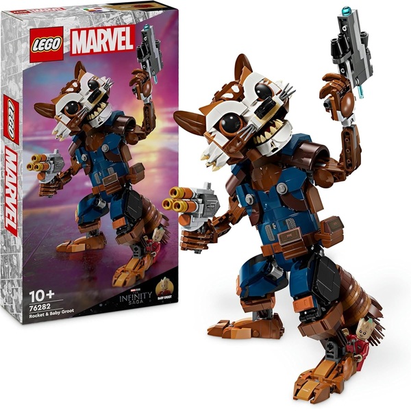 lego rocket & baby groot