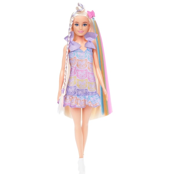 barbie fun & fancy con lunghissimi capelli biondi ed extension